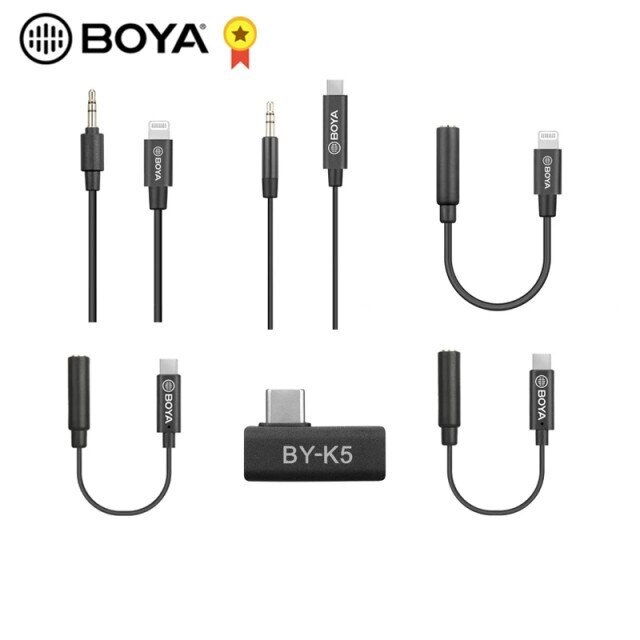 BOYA – câble audio TRS vers Lightning/type-c pour téléphone Android Apple, câble d&#39;extension de microphone, BY-K1/BY-K6 mm, 3.5, K2, K3, K4, K5