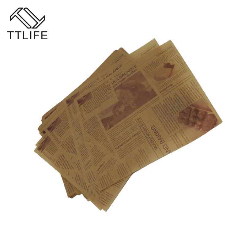 200pcs Literary Newspaper Baking Oilproof Paper Tea Restaurant Bread Fries Deep Fried Oil Pad Paper Baking Special Pastry Paper