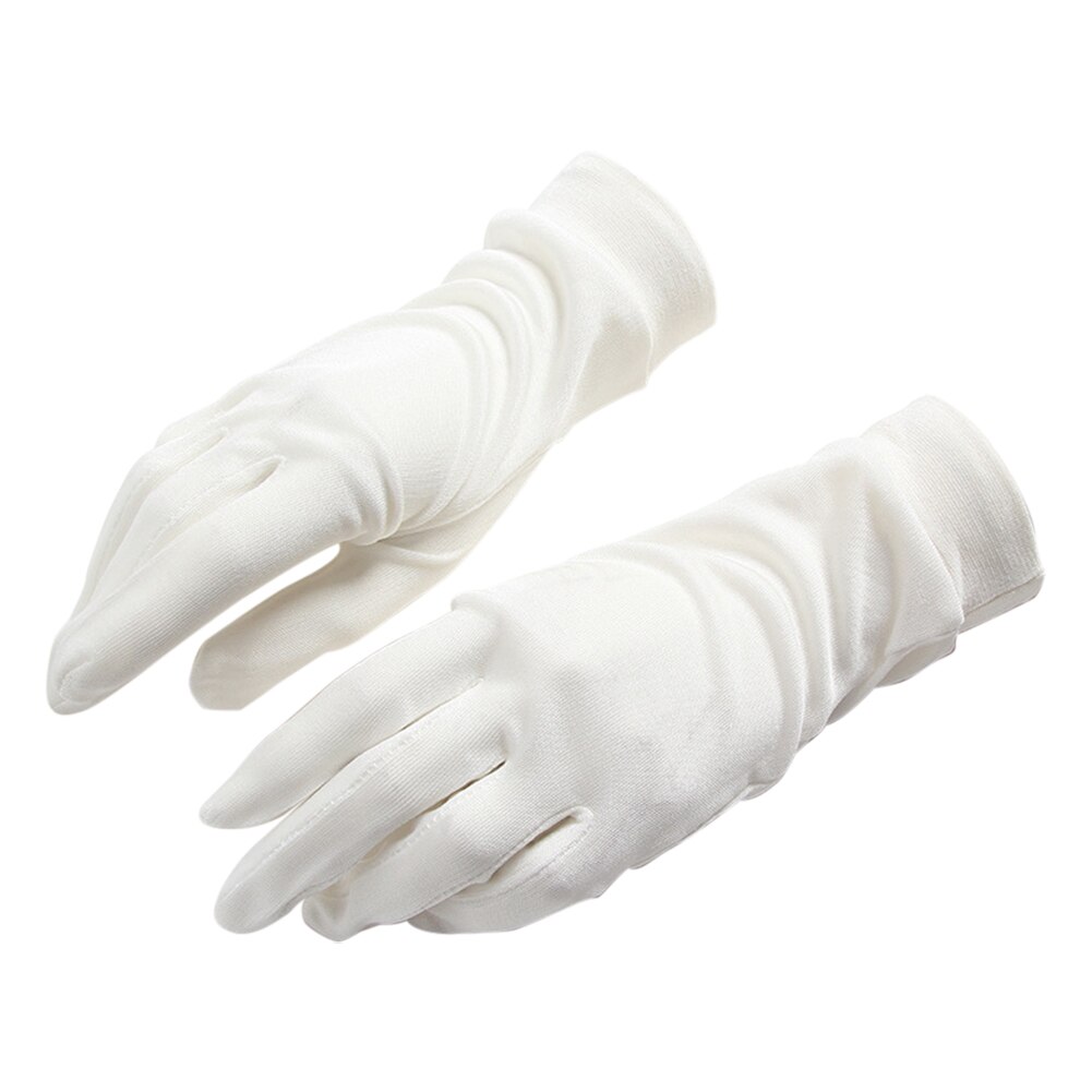 Ægte silkehandsker til kvinders forårssommerhandsker bløde silkeagtige kvindelige soltætte handsker damer vanter anti-uv ensfarvet: W h