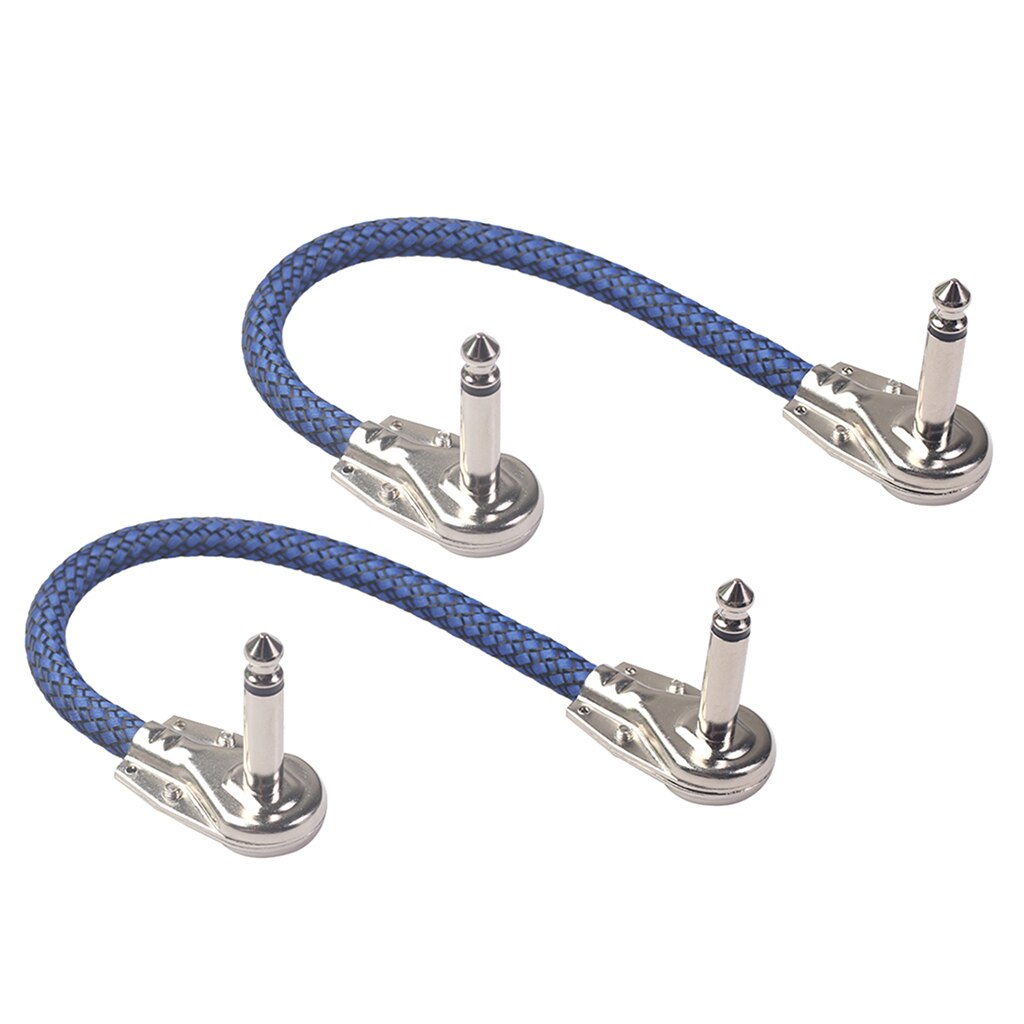 Guitar Patch Cable Right Angle 20cm 6.35mm Plug Cables For Effect Blue