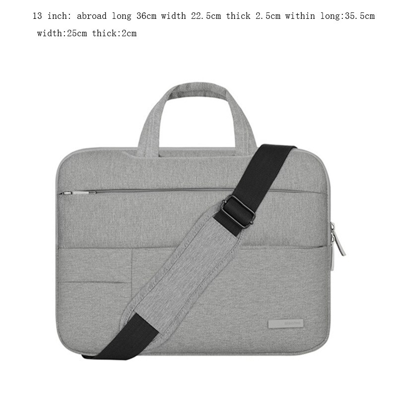 Bolso de para mujer, bolso para ordenador portátil 15 14 13 12 11,6 pulgadas, maletín, bandolera de hombro para Macbook Air Pro, funda para ordenador: 13inch gray