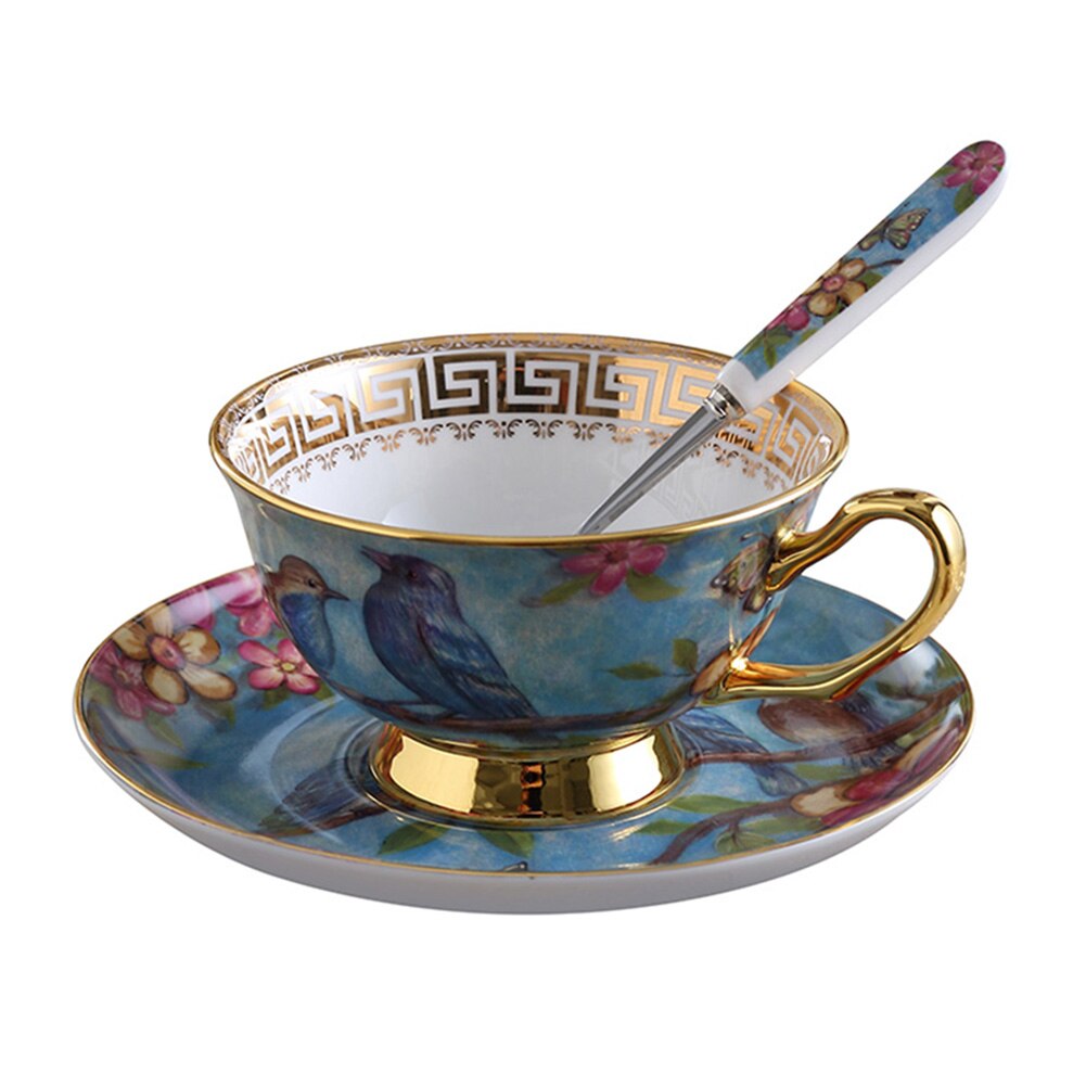 European Style Ceramic Coffee Cup Set With Saucer And Spoon High End Porcelain Tea Cup Set With Box For Afternoon Tea: C