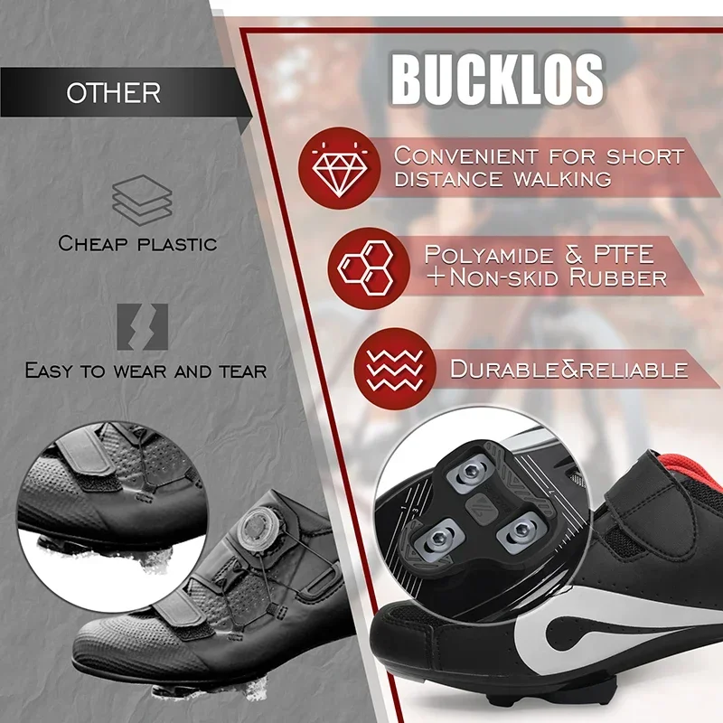 Tacos de bicicleta BUCKLOS para LOOK KEO, tacos de Pedal autoblocantes para bicicleta de carretera, tacos antideslizantes para zapatos de ciclismo, accesorios para bicicleta KEO