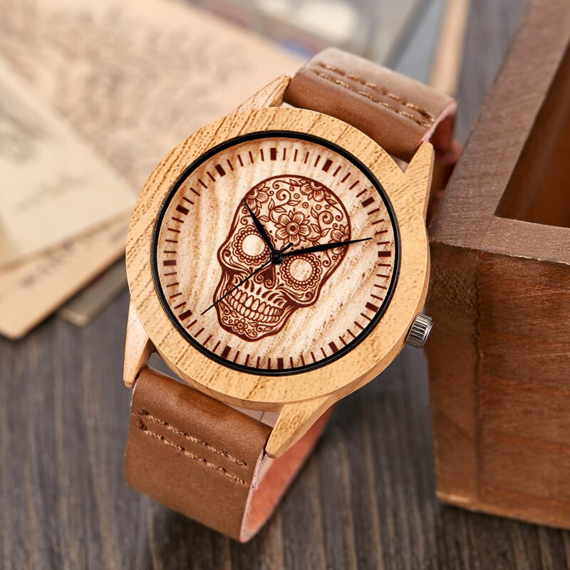 Bambu eller häst imitation trä klocka män kvinnor par armbandsur trä klockor akryl hane brun armbandsklocka reloj