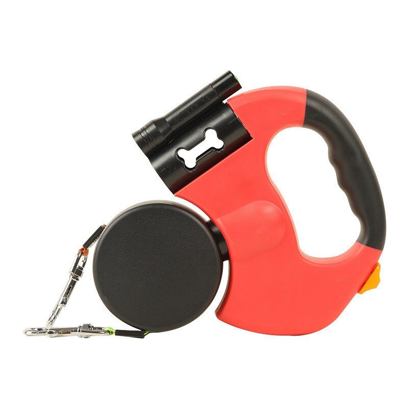 Retractable Pet Leash Rope Zero Tangle Walk for Two Dog Walk the Dog Adjustable Pet Leash Pet Supplies: Red