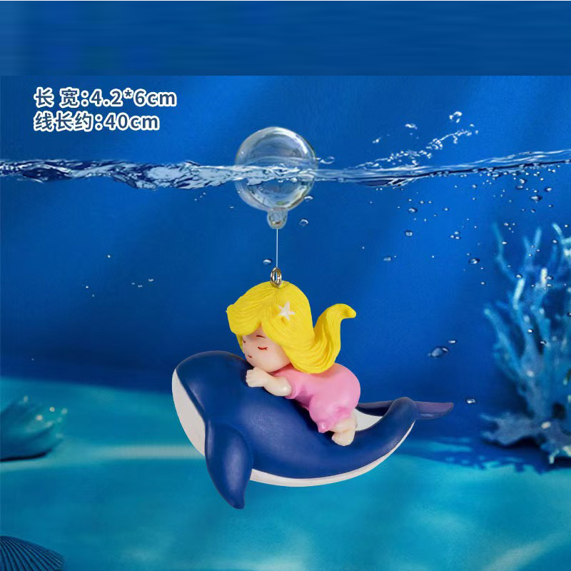 Tanques de peixes dos desenhos animados decoração mini mergulhador simulado flutuante sereia aquário decoração do tanque de peixes kiki pingente acessórios do aquário: Branco