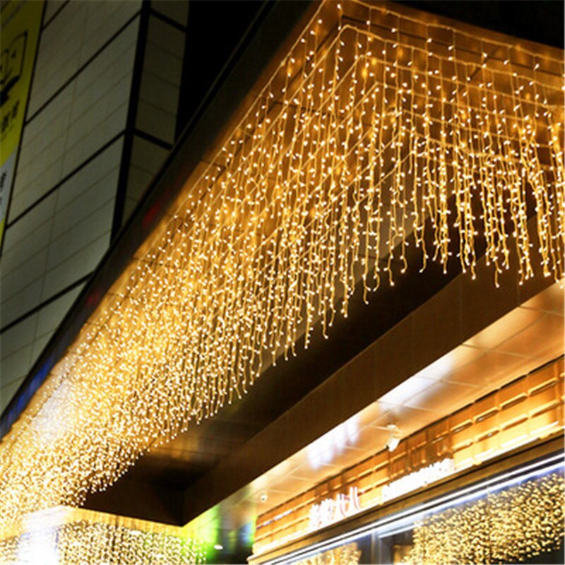 Waterproof Christmas Lights 5M Droop 0.4-0.6m Outdoor Icicle String Lights for Garden Mall Eaves Balcony Fence House Decoration