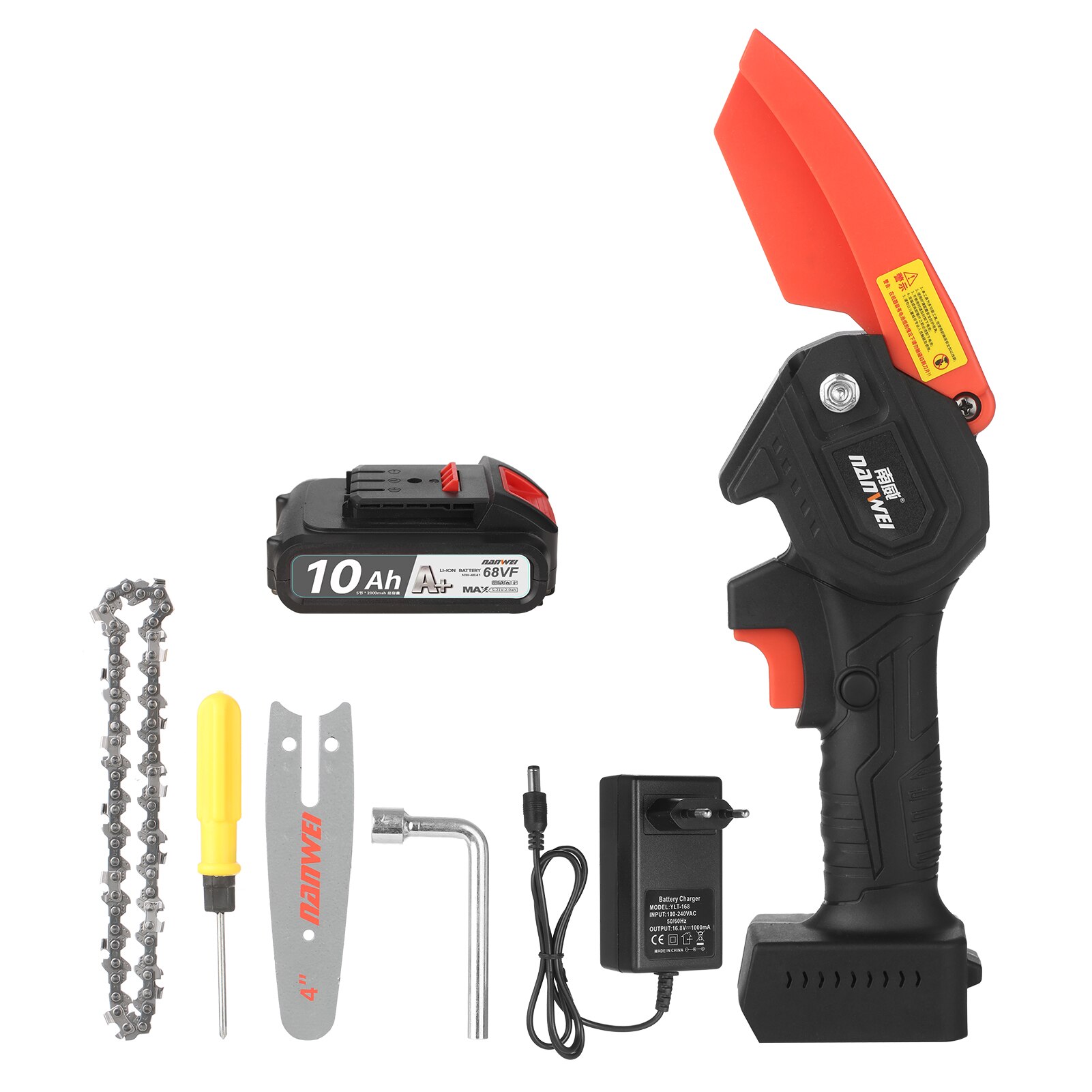 NANWEI-Mini motosierra inalámbrica de 21V, podadora eléctrica de 4 pulgadas con batería de litio recargable, podadora de ramas de árbol: 1 Battery / US