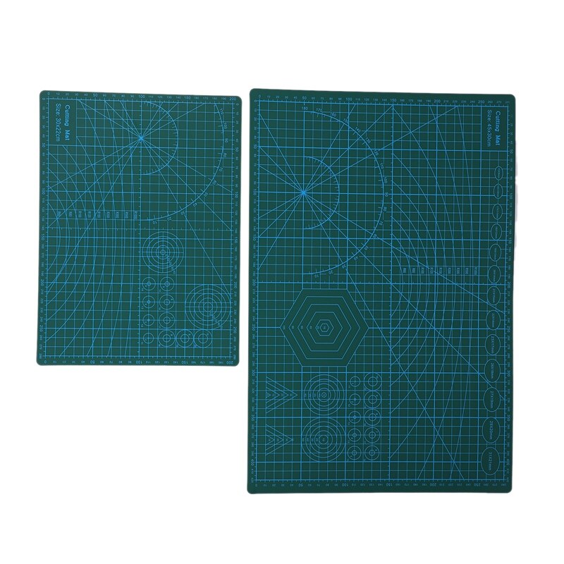 2 uds A3/A4 PVC cuadrícula rectangular líneas herramienta de estera de corte almohadilla de corte de doble cara métrica/Imperial para tarjetas de papel artesanías de tela (45cm