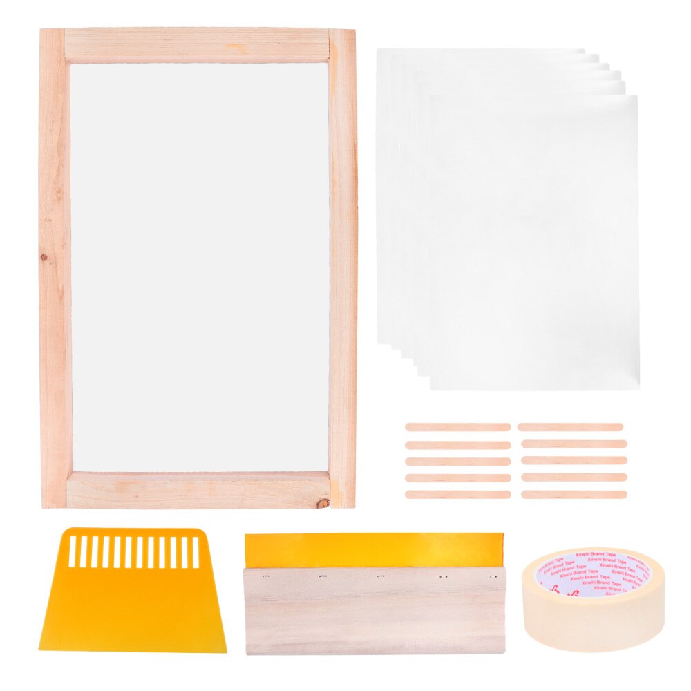 1 Set Zeefdruk Starter Kit Zeefdruk Frame Schraper Inkjet Film Tape