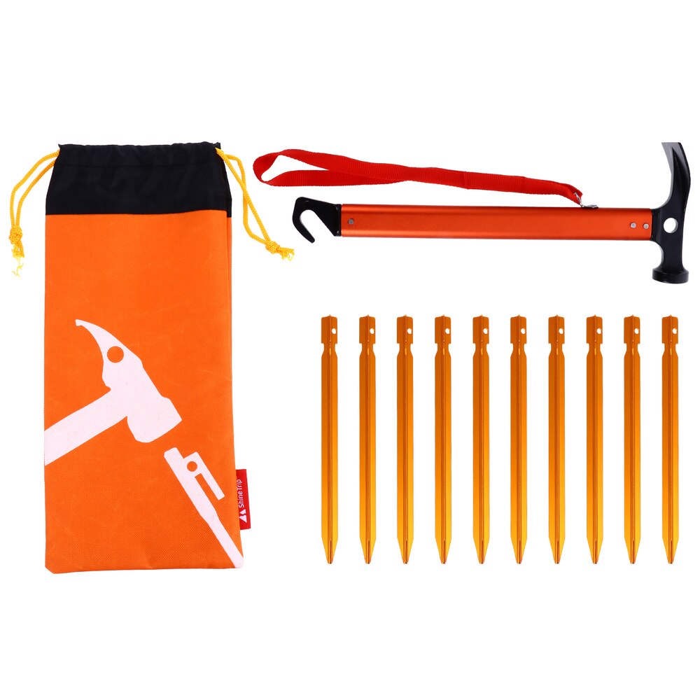 12PCS Camping Tent Stakes - Shovel Head Hammer Tool Set - Outdoor Triangular Nails