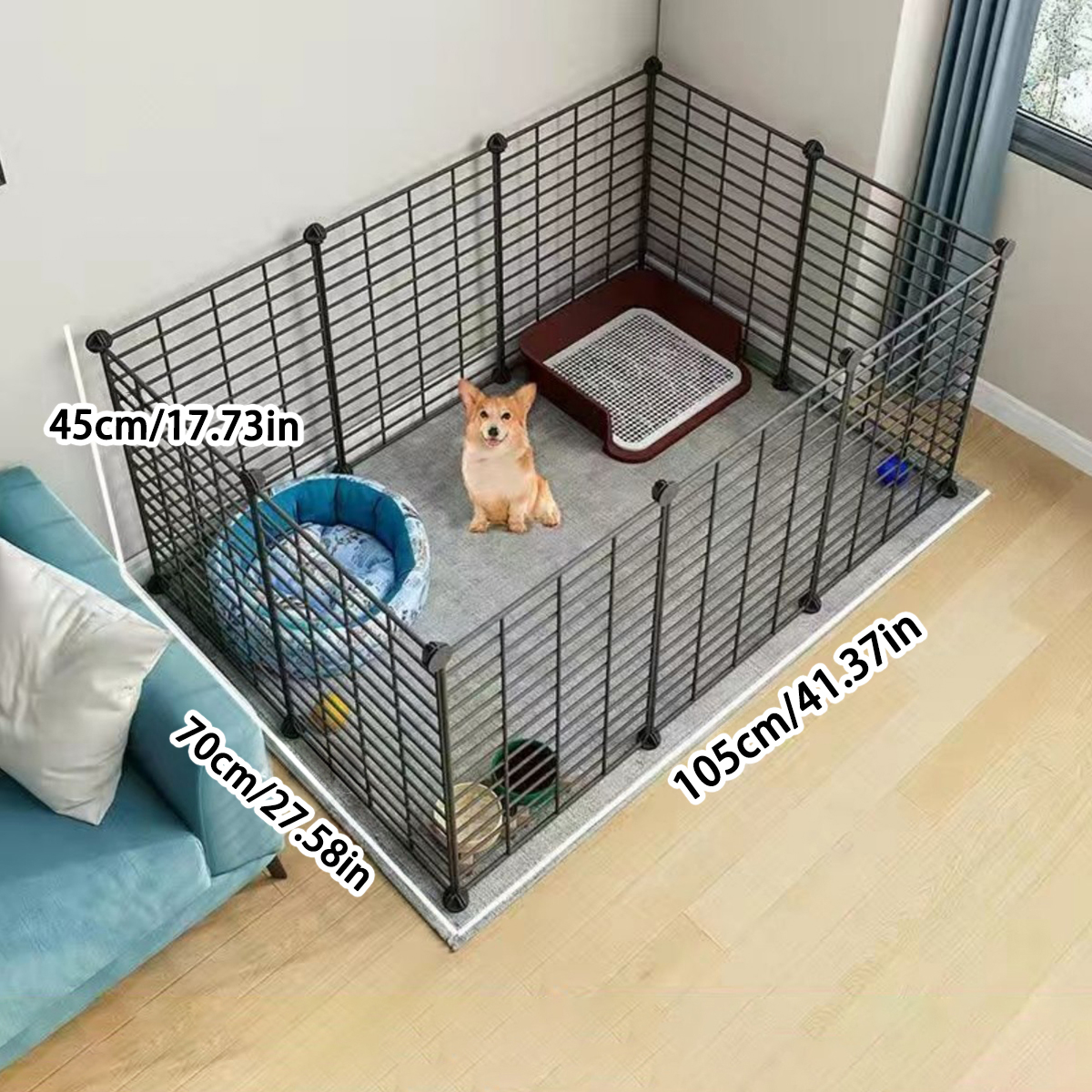 Pet Fence Dog Fence Indoor with Toilet Area Small and Medium-Sized Dog Kennel Free Combination Home Isolation Dog Cage: Chocolate