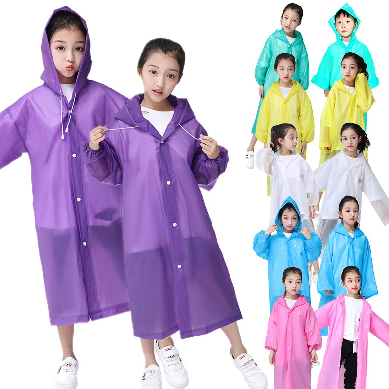 Chubasquero impermeable de Color sólido con dibujos animados para niños, ropa de lluvia, Poncho de estudiante para exteriores, transparente, 1 ud.