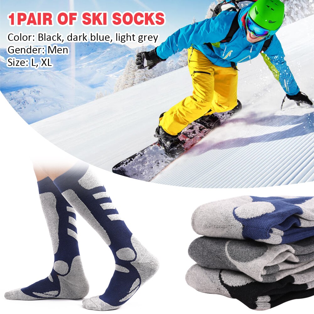 1 par homem absorver suor confortável viagem meias de esqui inverno quente caminhadas à prova de choque engrossado tubo longo acampamento esportes ao ar livre