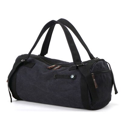 Atinfor multifunktionelt vintage lærred rejsetaske mænd weekendtasker med stor kapacitet duffel taske: Sort