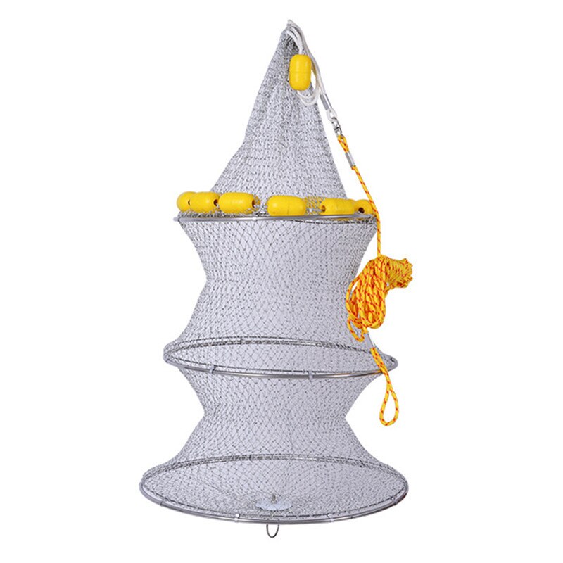Draagbaar visnet van roestvrij staal, visnet, garnalennet, kooinet, visnet, opvouwbaar visnet met dobber