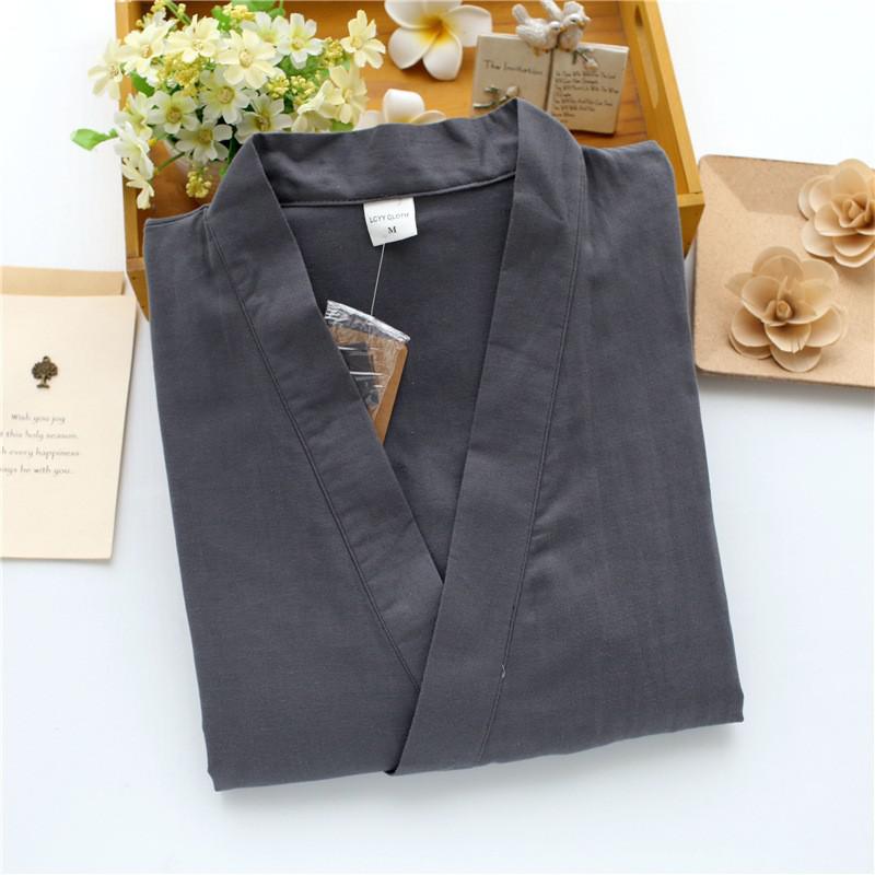 Traditionelle Japanische Pyjama einstellen Männer Baumwolle Nachtwäsche Kimono Bademantel Kleid Japan Stil Solide Kimono Haori Yukata Hause Tragen: dunkel grau / M