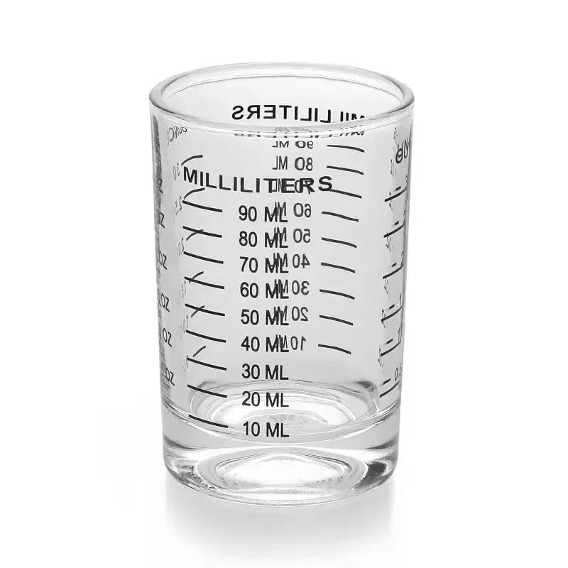 Taza medidora de vidrio resistente al calor, Jigger Vaso de Leche, vaso de onza de vidrio con escala para café expreso, 90/120ml: black / 120ml