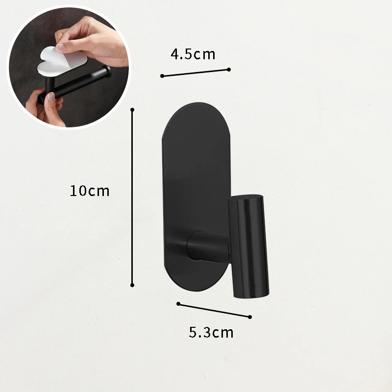 Wall Mount Toilet Towel Paper Holder Adhesive Black Silver Kitchen Roll Paper Stand Hanging Napkin Rack Bathroom Accessories WC: black