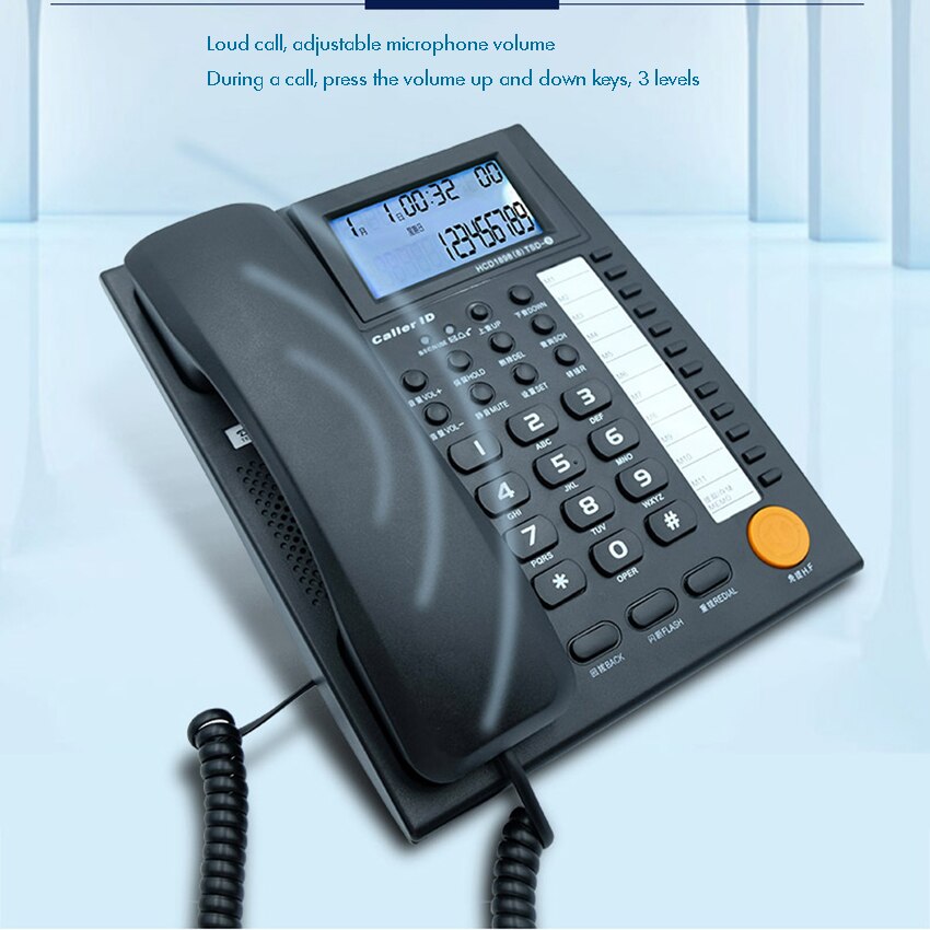 Telefon stacjonarny robić montażu na ścianie przewodowy telefon stacjonarny z 11 szybkim pokrętłem, automatycznym odbiorem, przełącznikiem dzwonka, podwójny interfejs