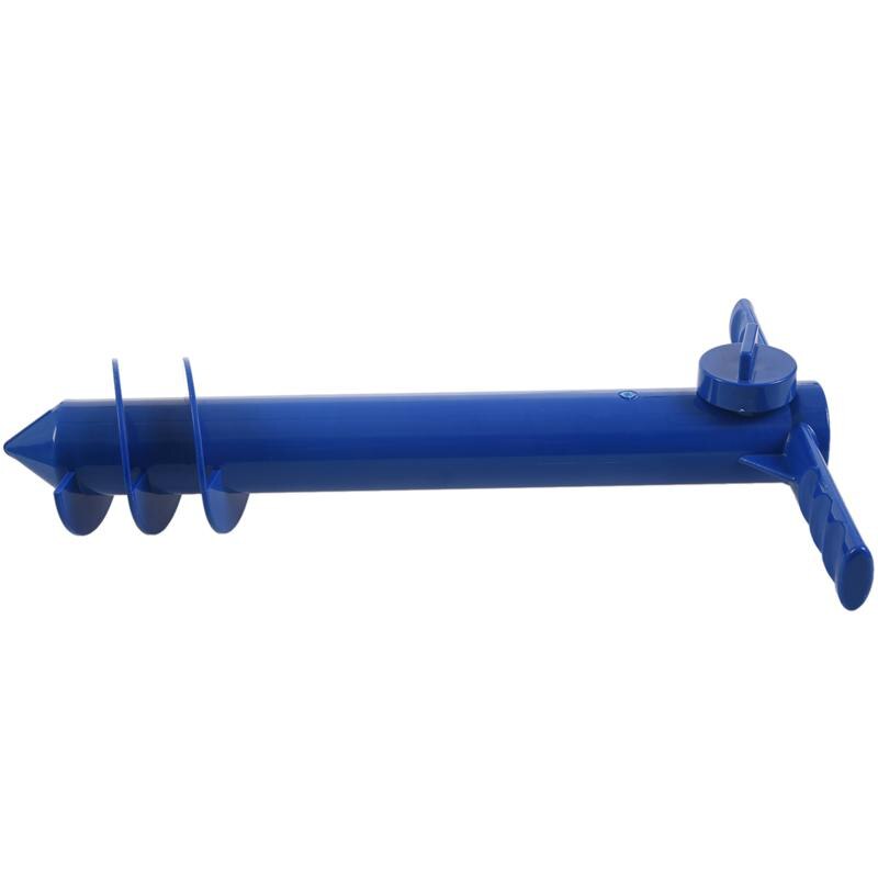 Strandparasol zandanker standaard houder 3- niveaus schroef, één maat past iedereen veilig sterke wind (blauw)