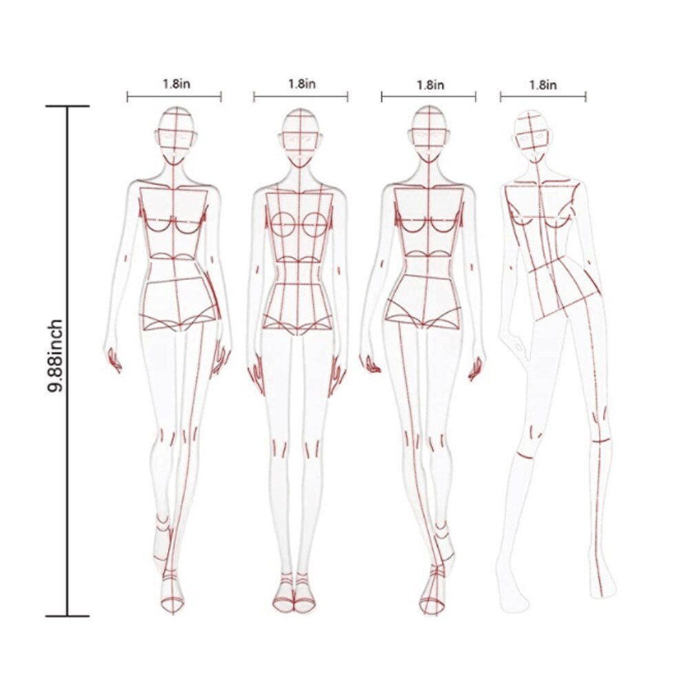 Cloth Rendering Illustration Ruler Sewing Model Drawing Template Model For Female Clothing Rulers