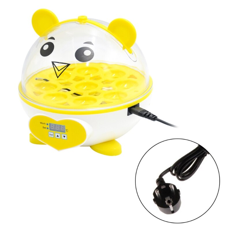 9 Partition Eggs Incubator Mini Brooder Birds Automatic Thermostat Breeding Digital Display Hatching Chicken Duck F: EU