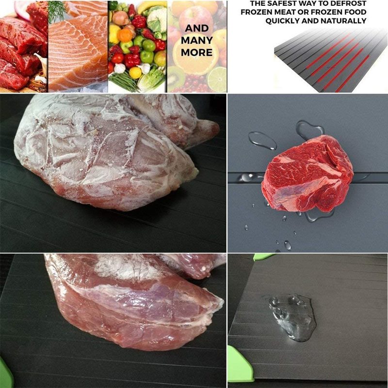 Bandeja de descongelación de carne, descongelación rápida, bandeja para descongelar sin microondas, electricidad, placa de tabla de descongelamiento rápido, descongelación rápida de alimentos congelados
