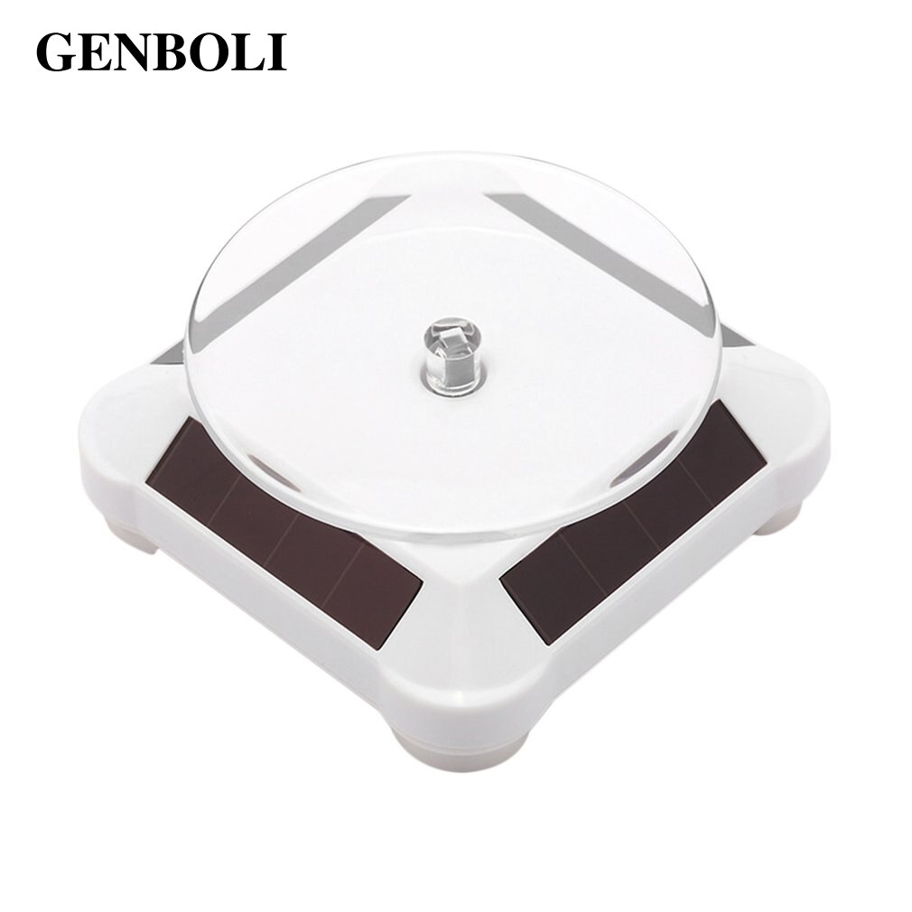 Solar Power Battery Showcase 360 Rotating Turntable Display Stand Turn Table Plate for Ring Necklace Bracelet Jewelry Holder &05