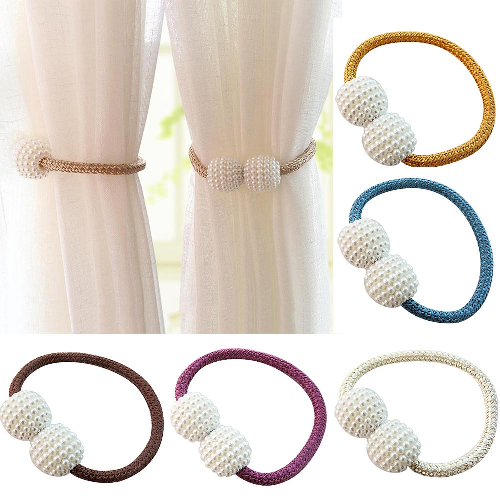 Abrazadera magnética para cortina, soporte de anillo para cortina, cuentas de perla de imitación, accesorios decorativos para el hogar