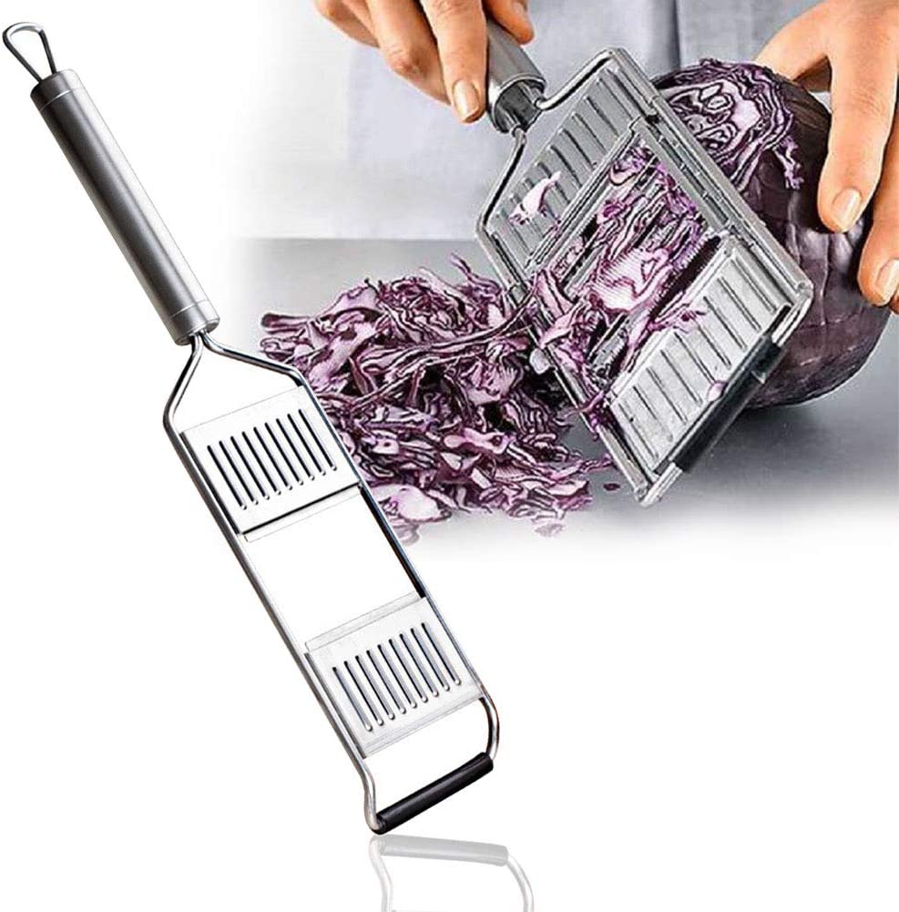 Multifunktionelt grøntsagsskærer bærbart rustfrit stål shredder cutter rive skiver skærehåndholdt rivejusterbart køkkenværktøj