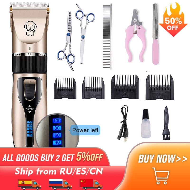 Clipper For Dog Clippers Dogs Grooming Clipper Kit USB Rechargeable Low-Noise Pets Hair Trimmer Display Battery