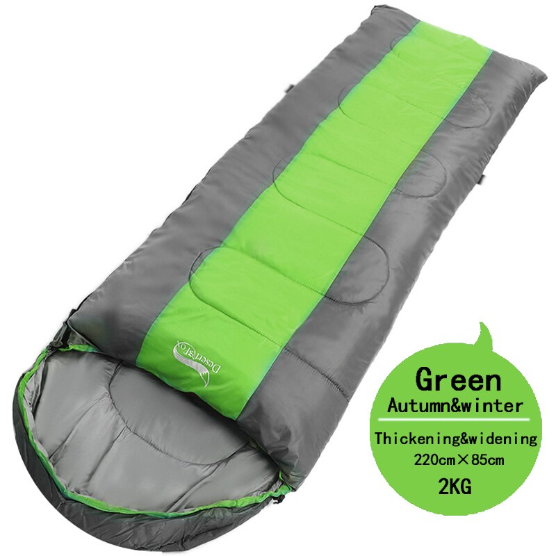 2Kg Winter Katoenen Slaapzak, kleine Ruimte 220X85Cm Camping Warme Slaapzak Met Compressie Zak Voor Wandelen Camping: green