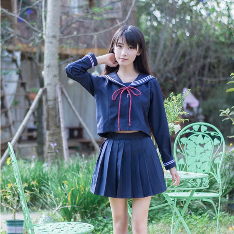 Girls Japanese School Uniform Japan Navy Sailor Uniform Graduation Clothing School Shirt Skirt Students Sets U009