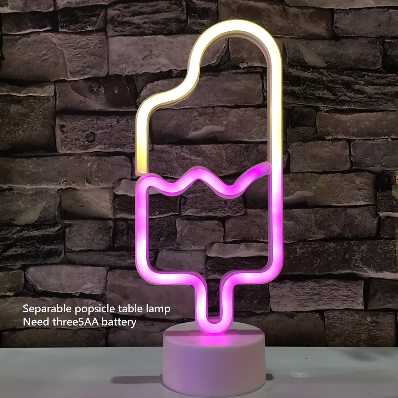 LED Neon Licht Neon Sign met Panel Lampen Neon Geel Kerst Party Bar Art Decoratie Wandlampen Gebak Display: popsicle table lamp
