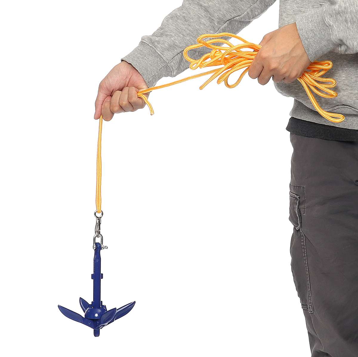 2pcs/kit Rowing Boats Folding Anchor 4 Tines Compact Anchor Buoy Kit Marine Rope for Canoes Kayaks Sailboat Fishing + rope + bag