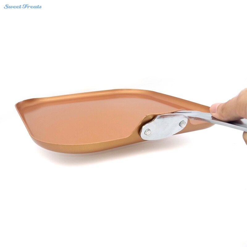 Sweettreats Square Nonstick Copper Ceramic Griddle Pan 11-Inch Nonstick Copper Ceramic Coating Pan With Stainless Steel Handle