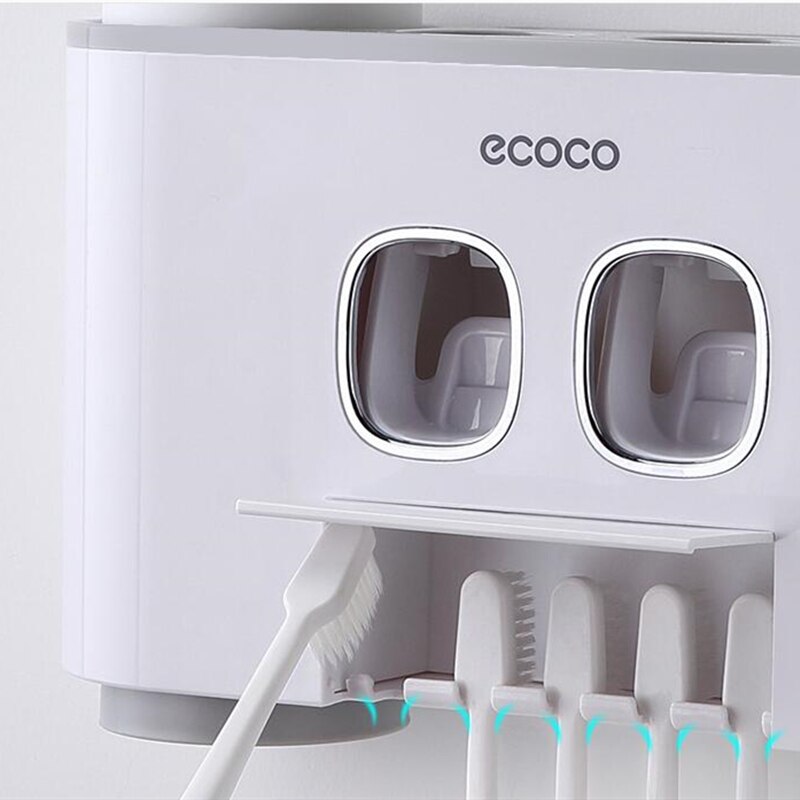 Automatic Toothpaste Dispenser 4 Toothbrush Holders Bathroom Toilet Wall-mounted Toothbrush Storage Toothpaste Squeezer