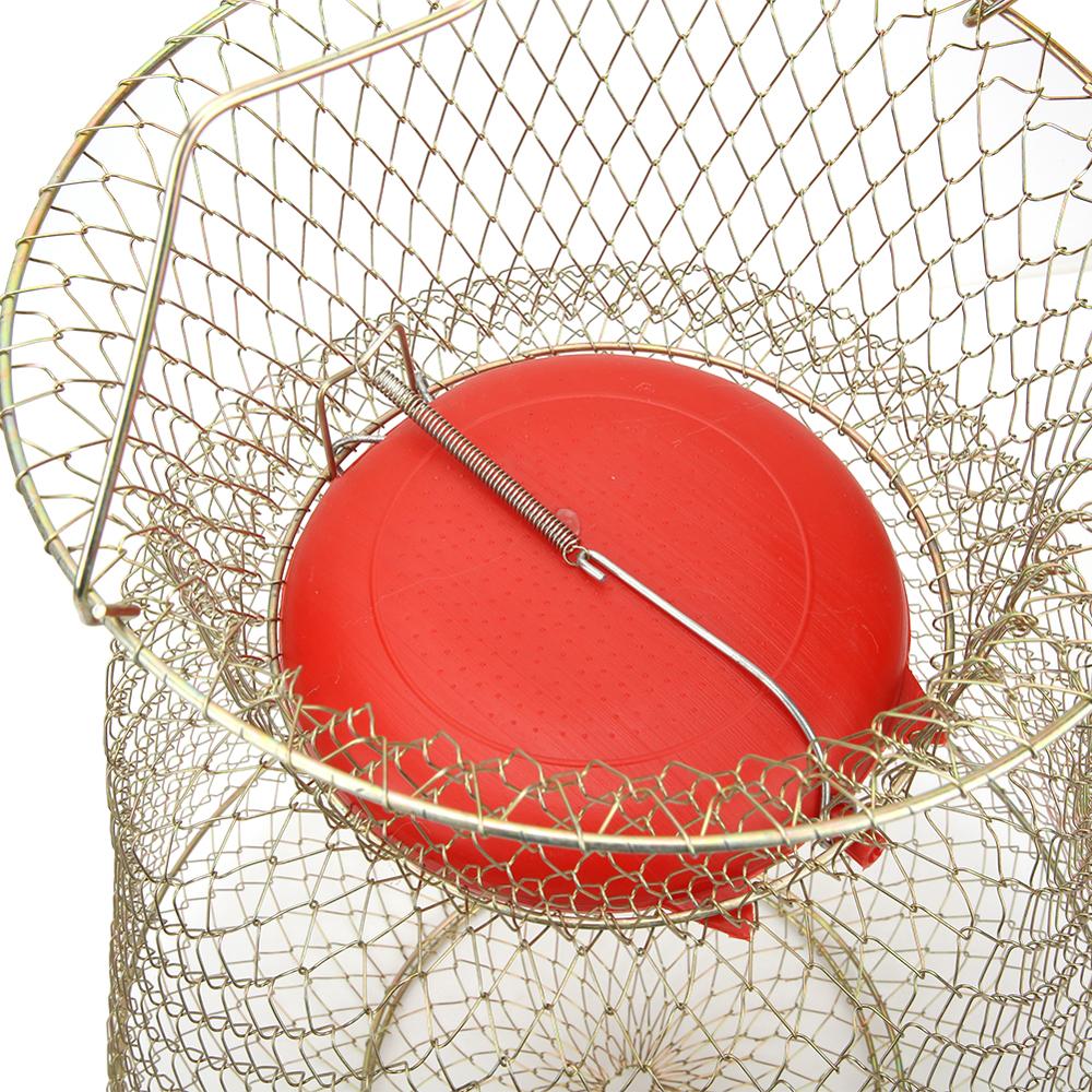 Foldable Metal Steel Wire Fish Lobster Mesh Fishing Net Crab Cage Trap Net Crab Shrimp Trap With Handle Foldable Basket