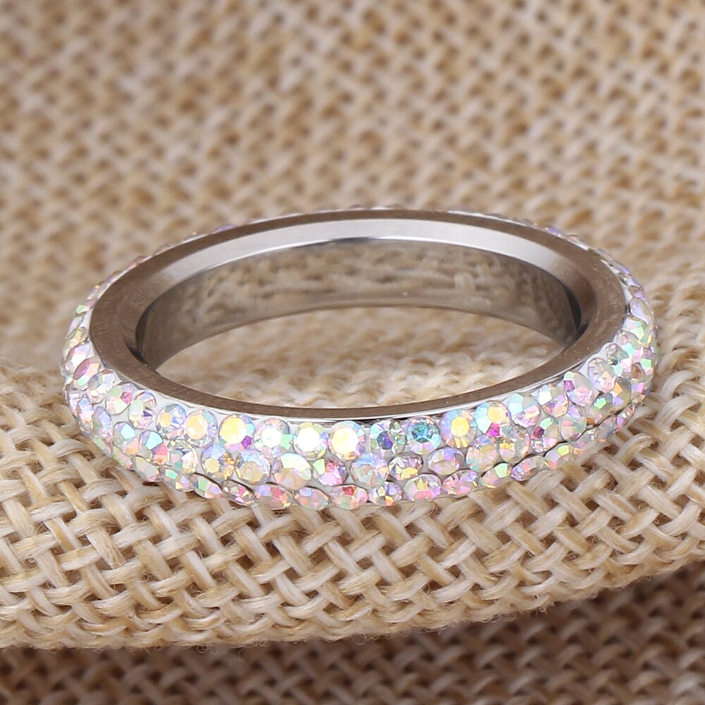 NIBA Stainless Steeing Women Wedding Ring For Women AB Colored Ring Pave Clear Zircon Party Jewelry Accessories