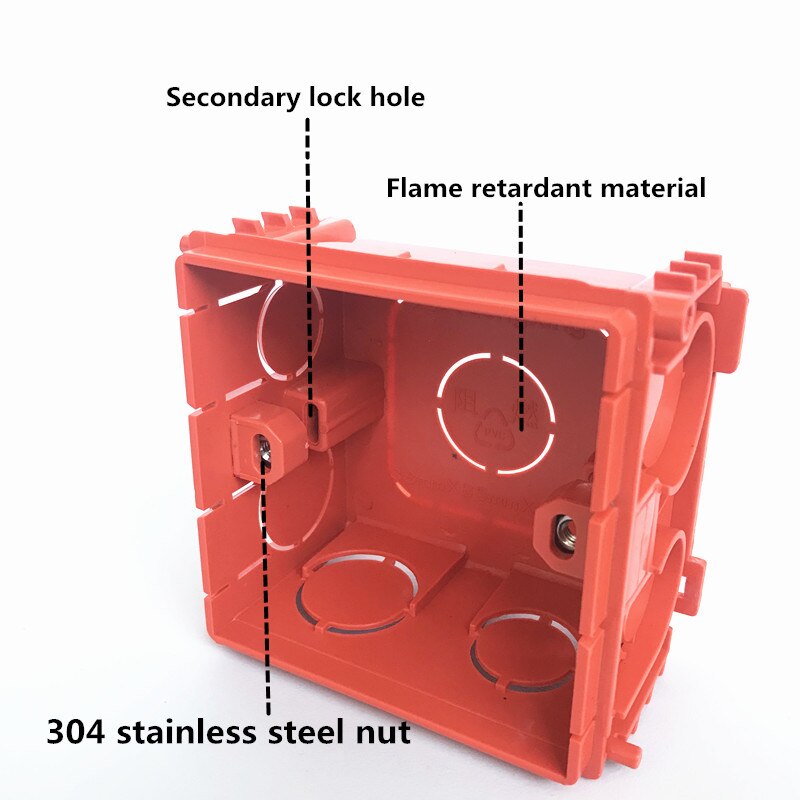 PVC Plastic Adjustable Mounting Box Internal Cassette For 86*86mm Wall Switch and Socket Red Blue Wiring Back Box