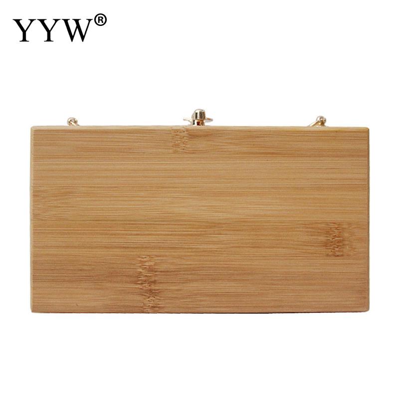 Træboks clutch taske solid aften fest håndtaske sommer bryllup dame håndtaske prom brude clutches skuldertasker pochette femme
