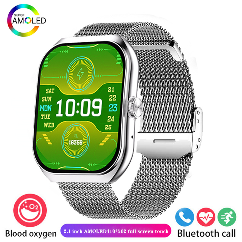 2024 nowy inteligentny zegarek AMOLED połączenie Bluetooth monitorowanie tlenu my krwi 100 tryb sportowy IP68 wodoodporny męnarty smartwatch dla androida IOS: Niebieski