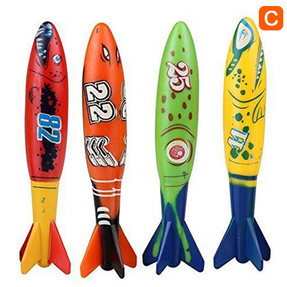 4 Stuks Kinderen Zwembad Speelgoed Raket Torpedo Duiken Spelen Zomer Spel Voor Kinderen: c