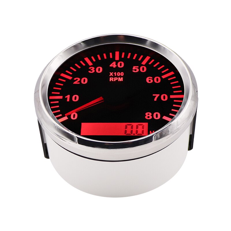 Marine Tachometer 8K Digital Meter fit Car Boat Diesel Generator Engine Gasoline Engine With Red Backlight 12-24V