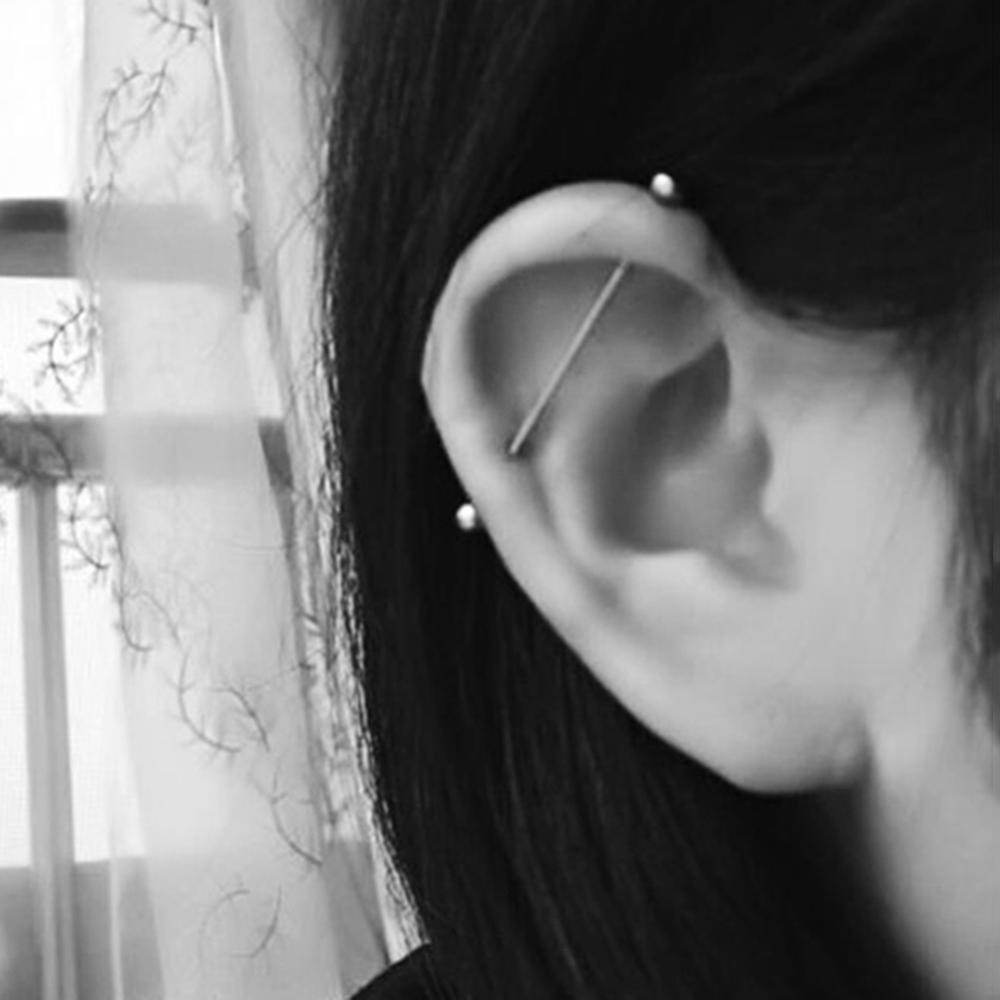 14G 1pc Stainless Steel Industrial Barbell Earrings Twisted Matte Rainbow Ear Cartilage Helix-Conch Piercing Jewelry