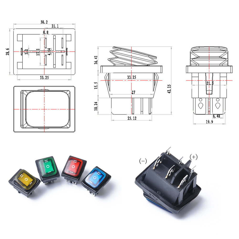 RUIZHI 4 STÜCKE Kippschalter 12 V/20 A Rote LED-Li Produktbild-Vorschau 3