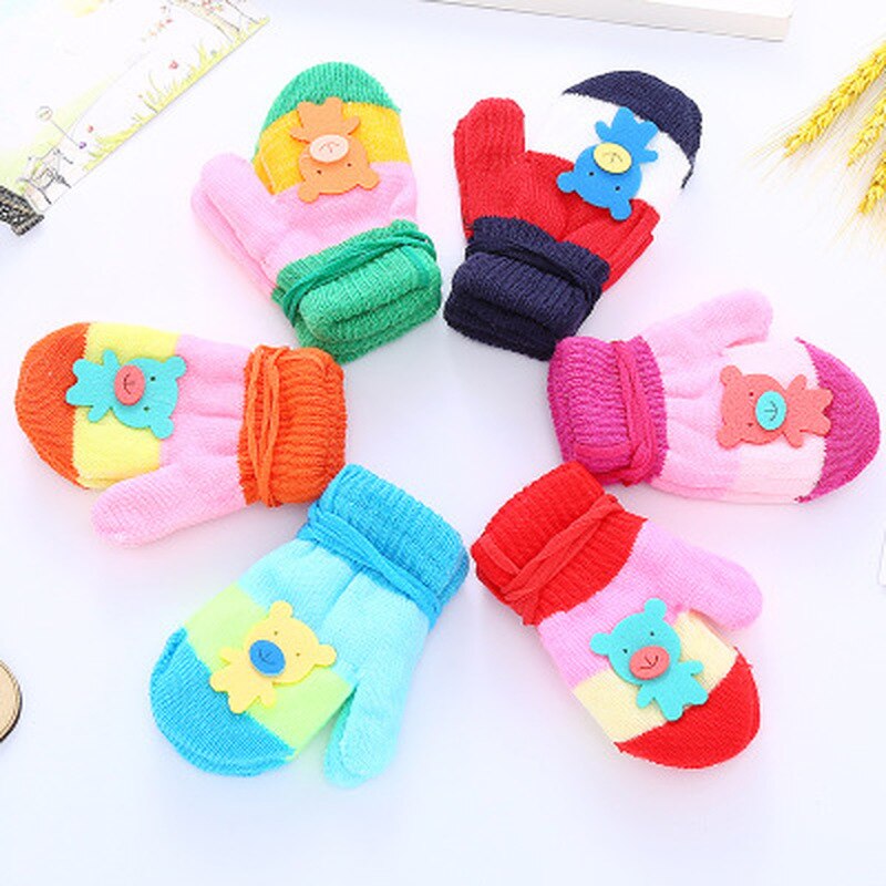 0-3 jahre alt Baby Gestrickte Warme Handschuhe Junge/Mädchen Nette Karikatur Winter Baby Nette Finger Handschuhe freundlicher der Handschuh Karikatur Handschuhe