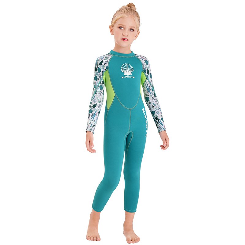 2.5MM Neoprene Wetsuits Kids Swimwears Diving Suits Long Sleeves Boys Girls Surfing Children Rash Guards Snorkel One Pieces: B / S