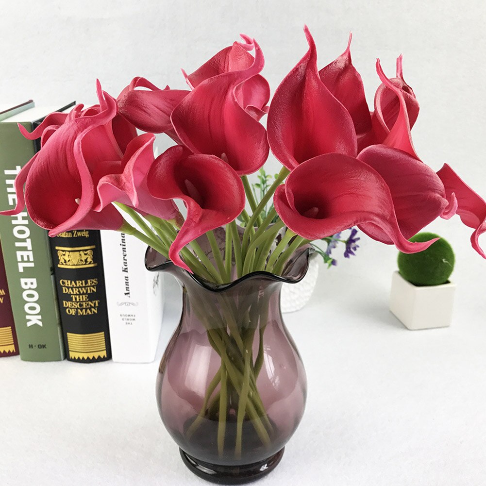 10Pcs Kunstmatige Calla Lelie Bos Latex Real Touch Nep Bloem Tuin Bridal Wedding Tafel Home Decor Boeket: rose